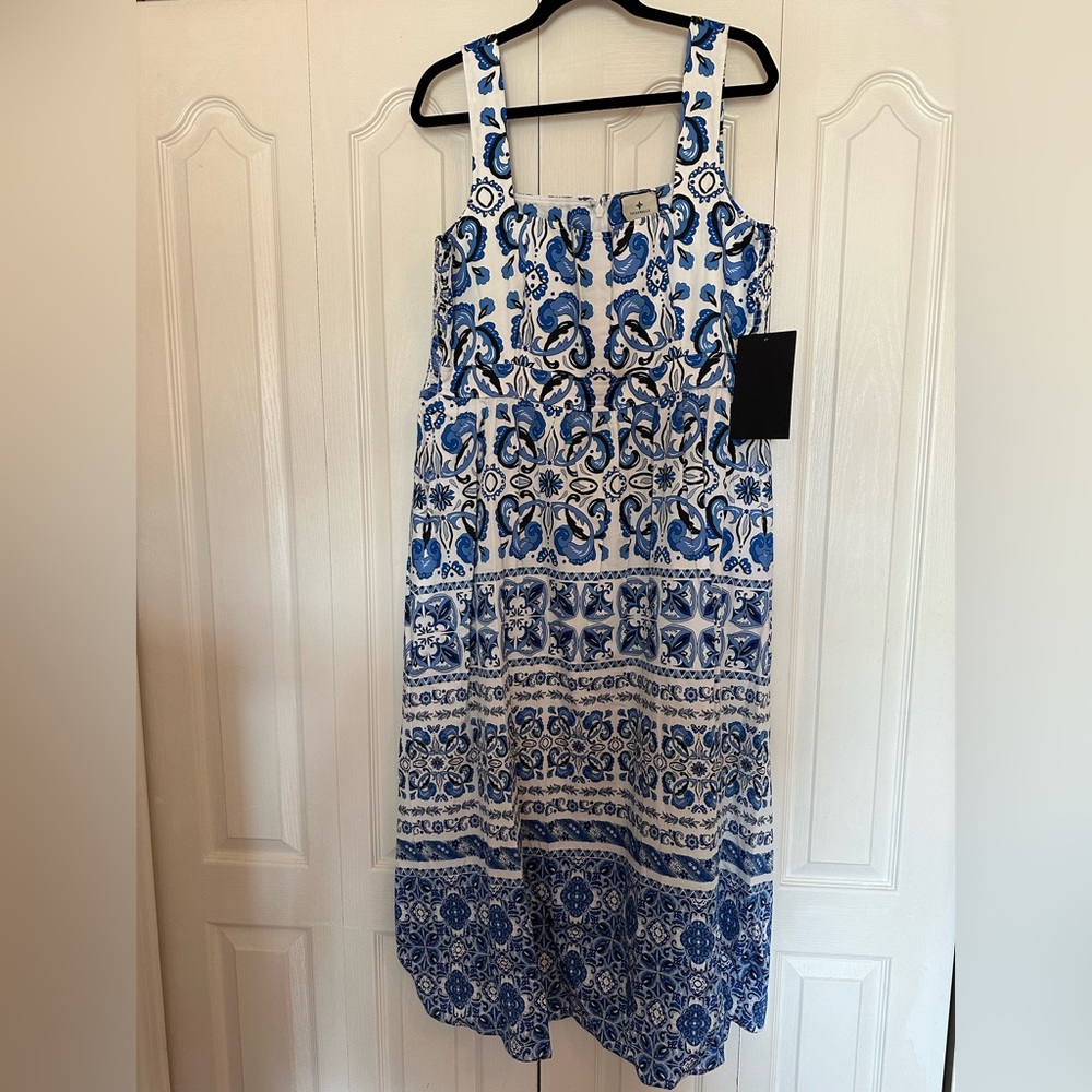 Tuckernuck Blue and White Floral Midi Dress